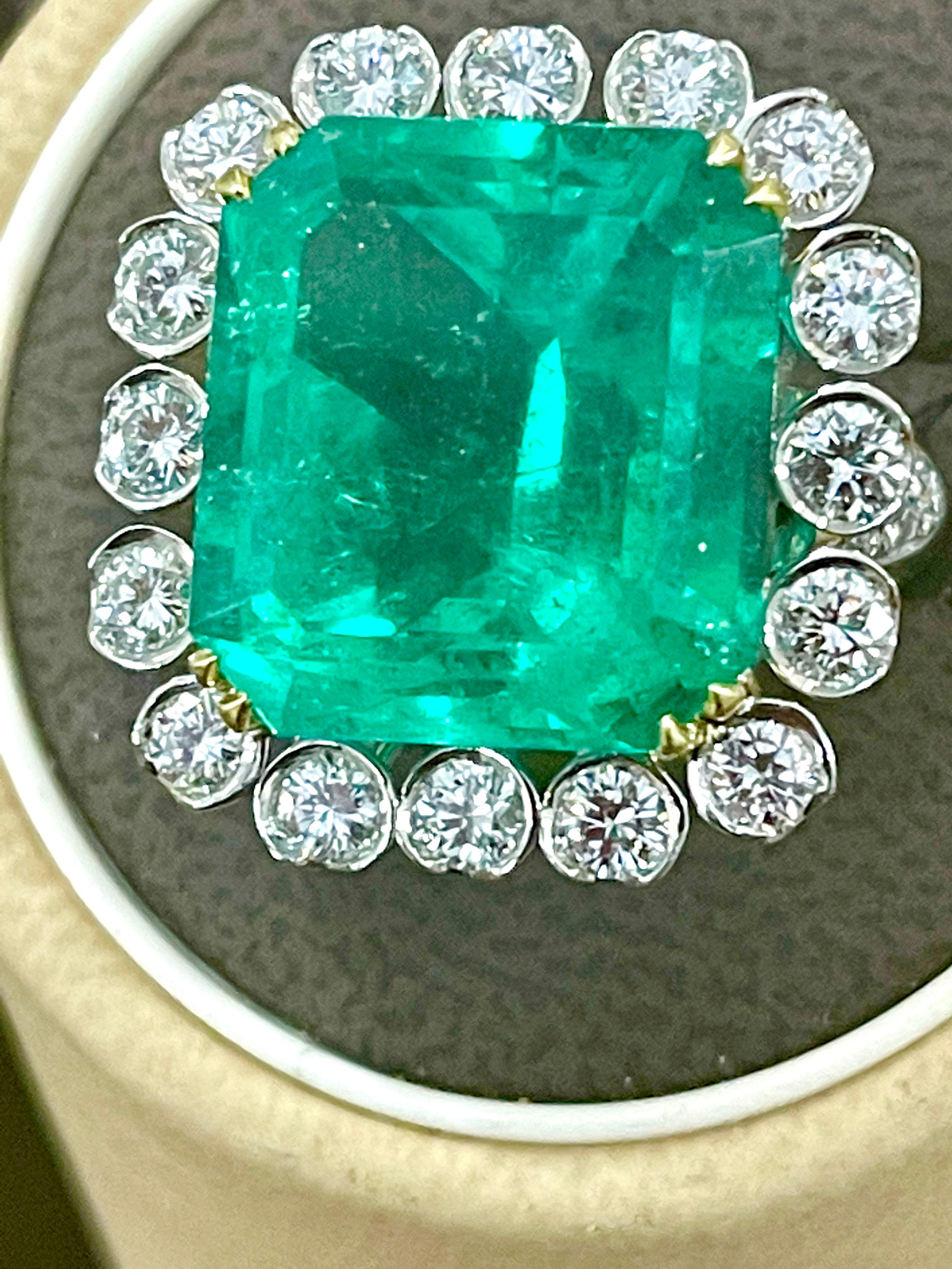 AGL zertifiziert Minor 20 Ct Smaragdschliff kolumbianischen Smaragd Diamant Platin Ring 4