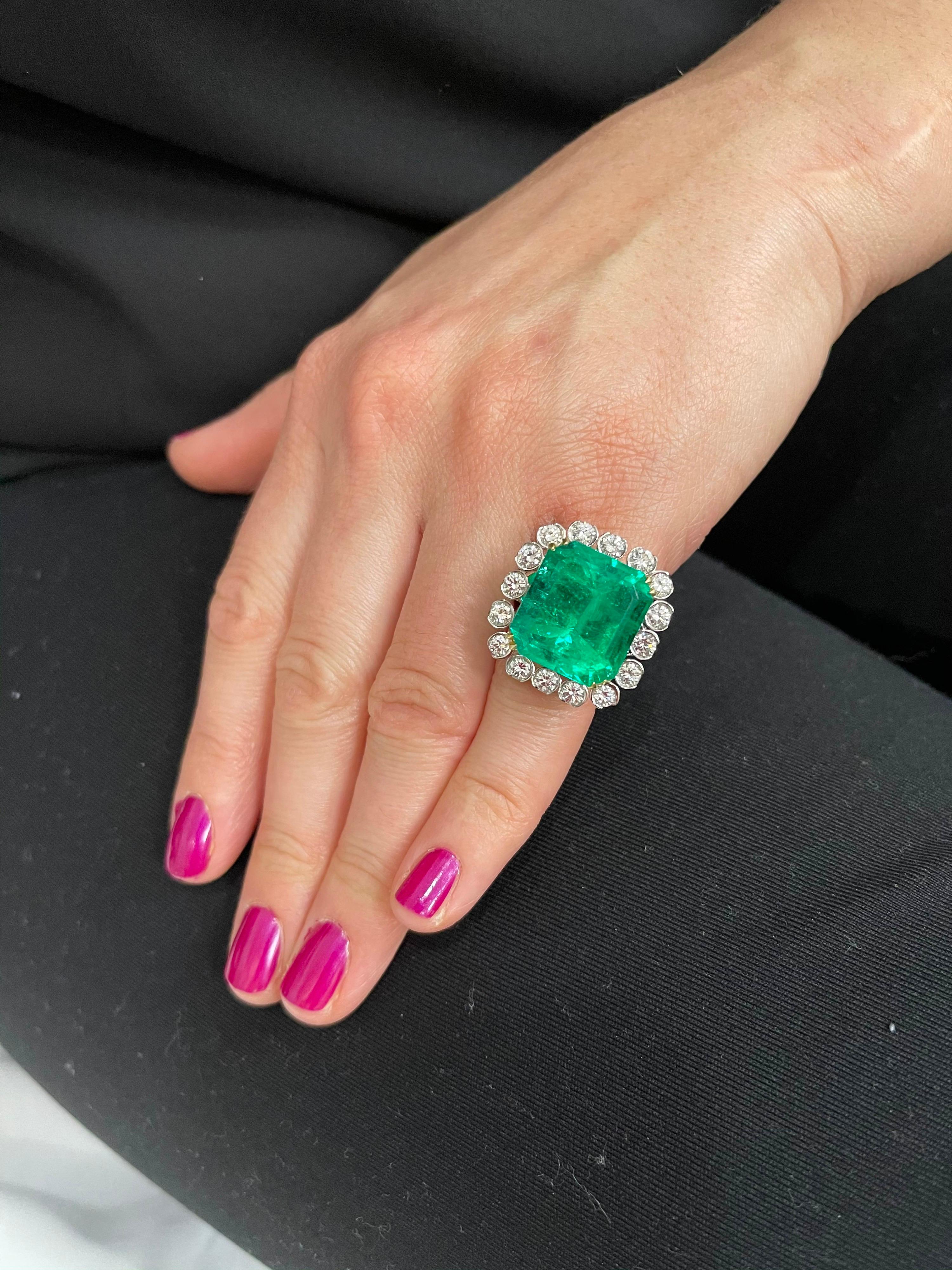 AGL zertifiziert Minor 20 Ct Smaragdschliff kolumbianischen Smaragd Diamant Platin Ring 5