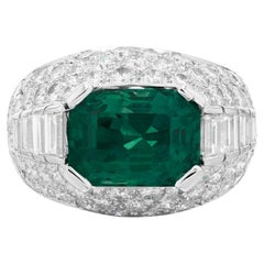 AGL Certified Minor Oil 6 Carat COLOMBIAN Emerald Diamond Ring