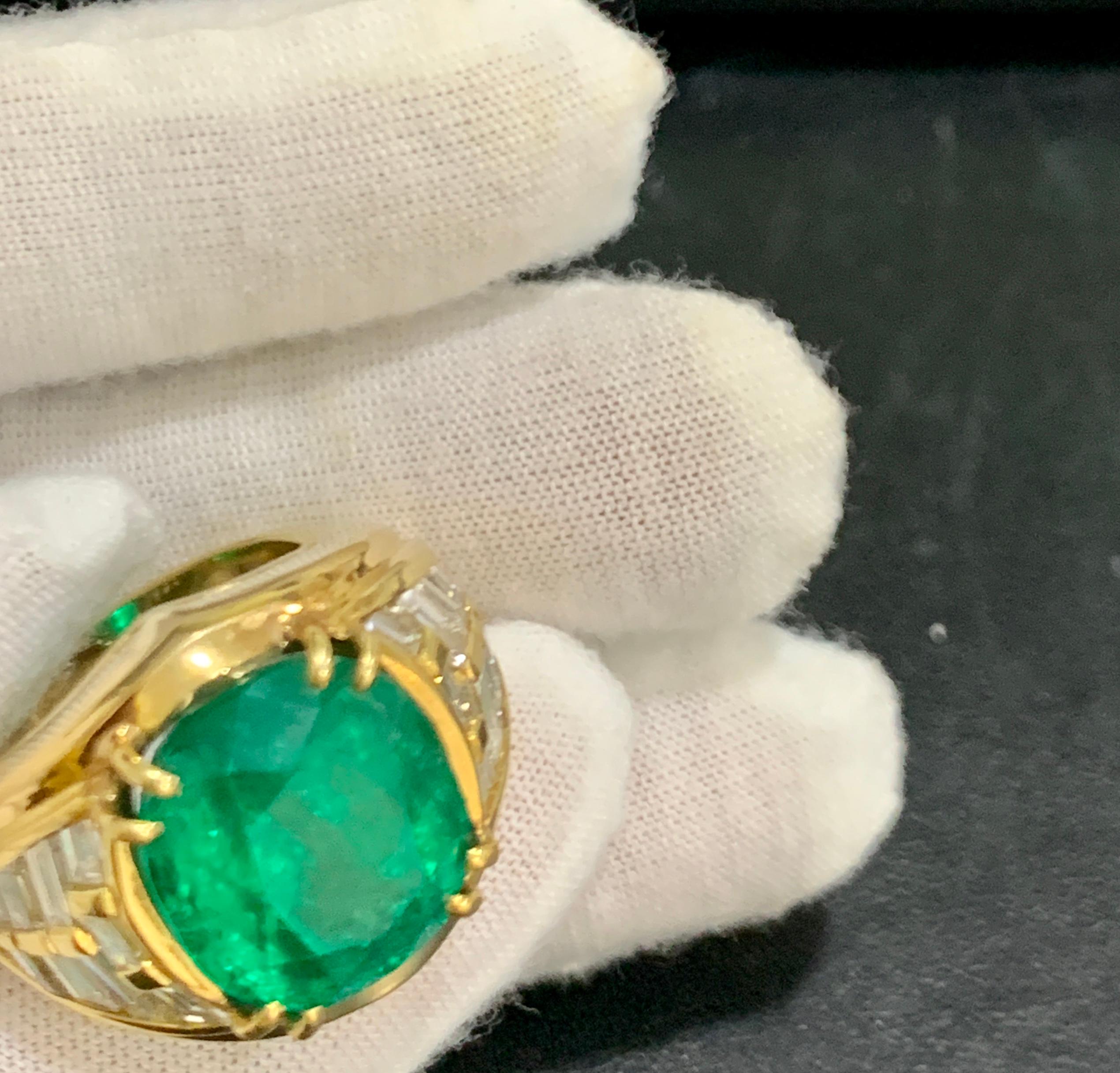 AGL Certified Minor Traditional 15Ct Colombian Emerald & Diamond Ring 18K Unisex For Sale 5