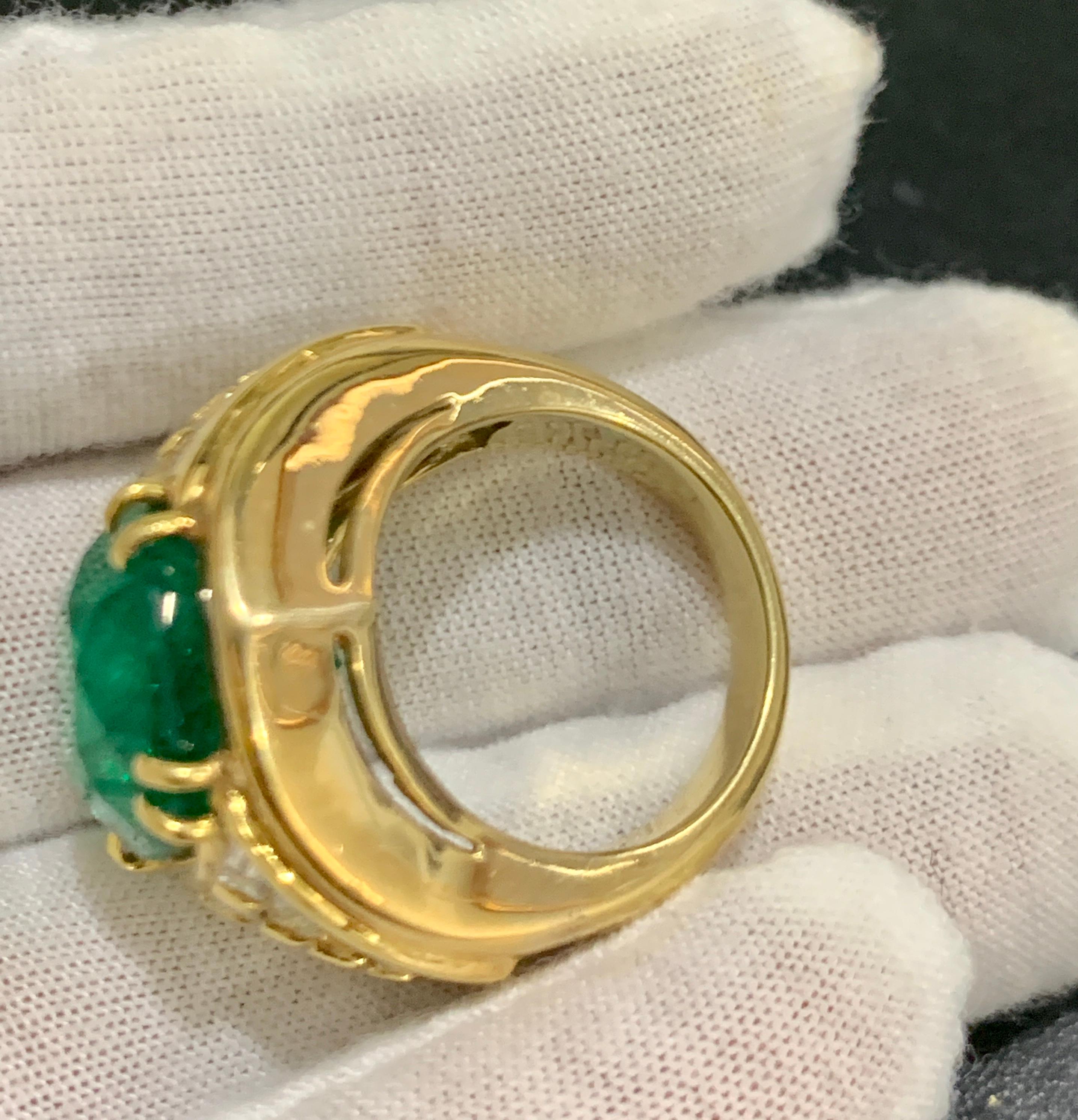 AGL Certified Minor Traditional 15Ct Colombian Emerald & Diamond Ring 18K Unisex For Sale 6