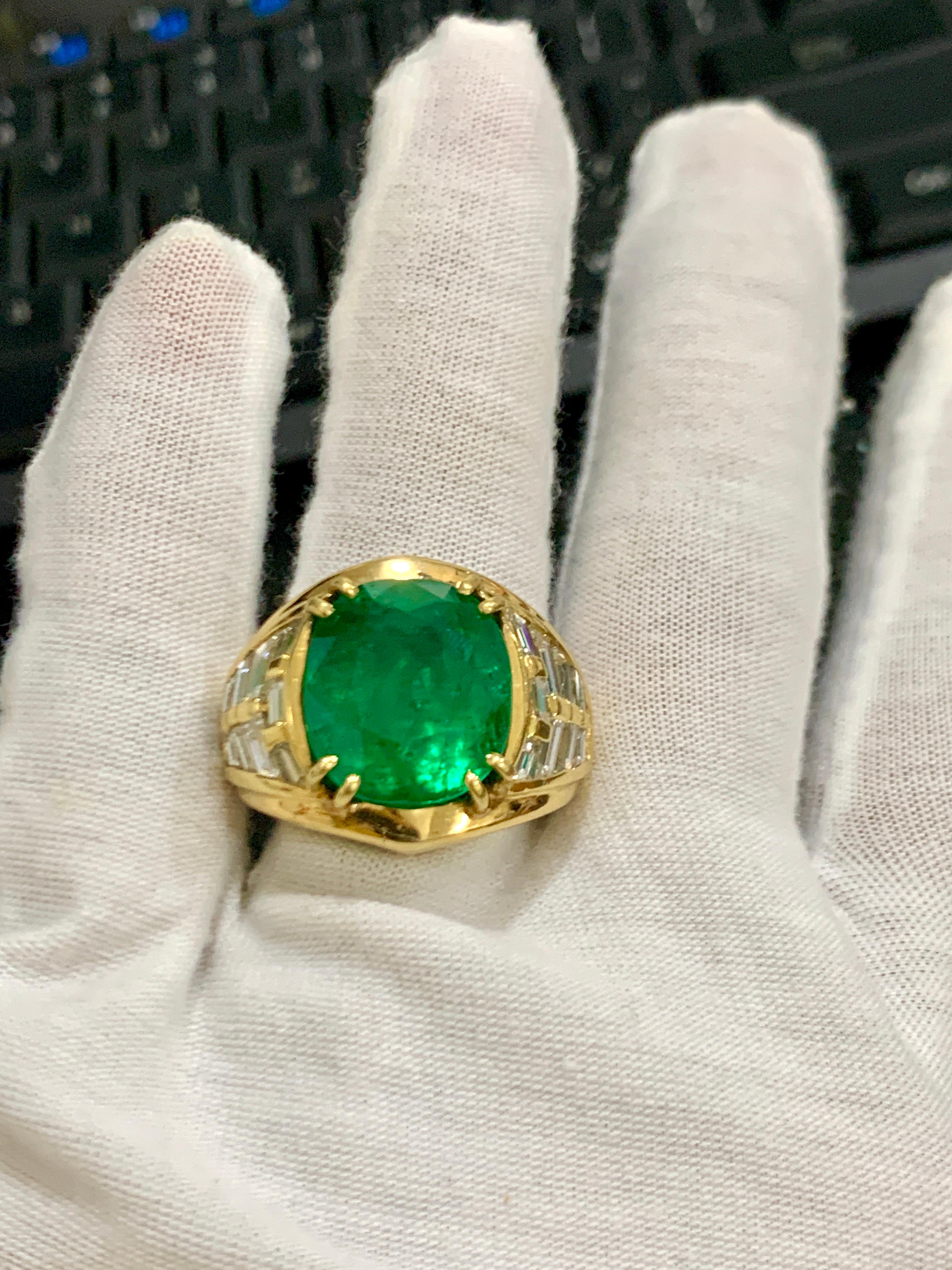 AGL Certified Minor Traditional 15Ct Colombian Emerald & Diamond Ring 18K Unisex For Sale 7