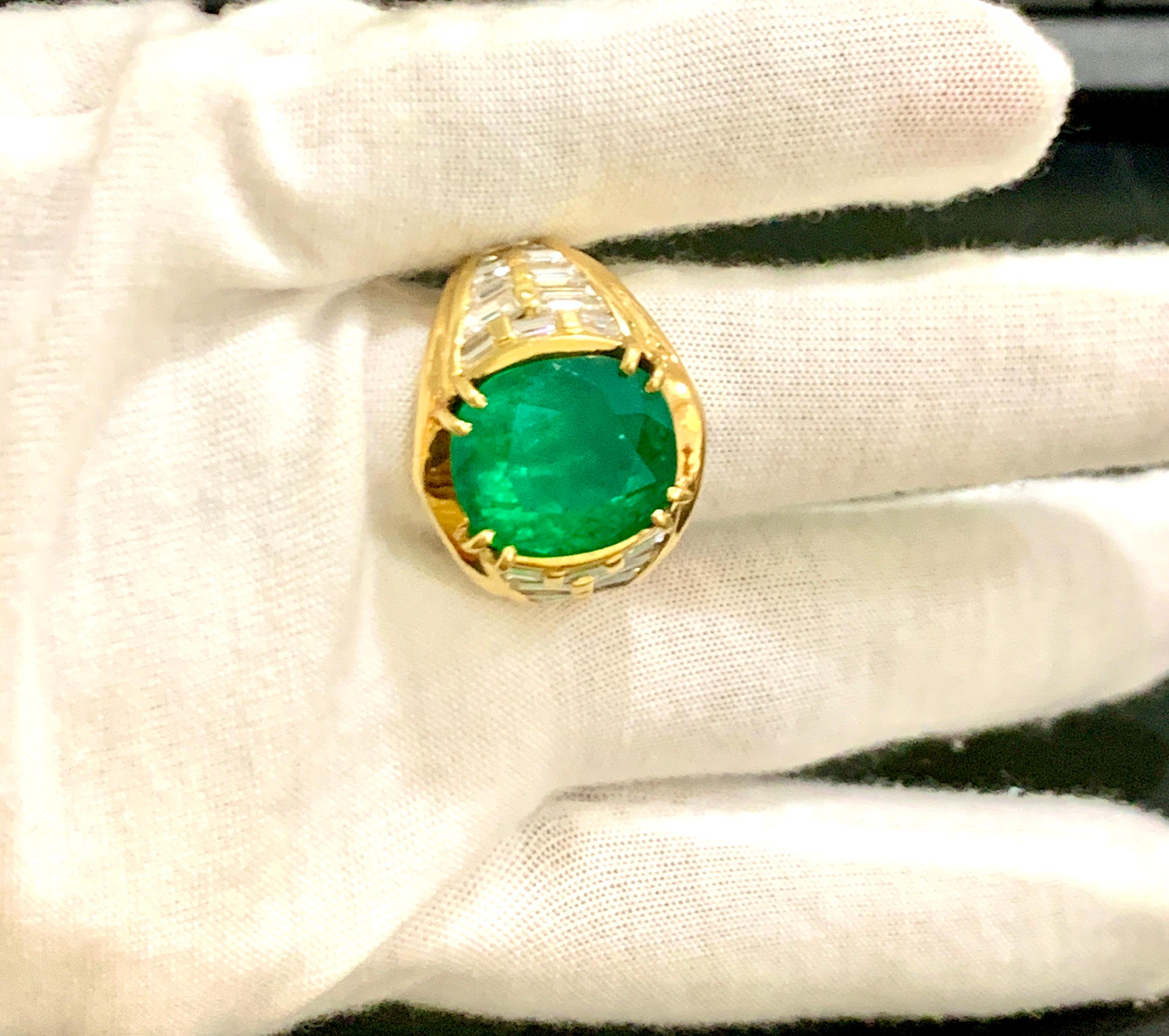 AGL Certified Minor Traditional 15Ct Colombian Emerald & Diamond Ring 18K Unisex For Sale 8