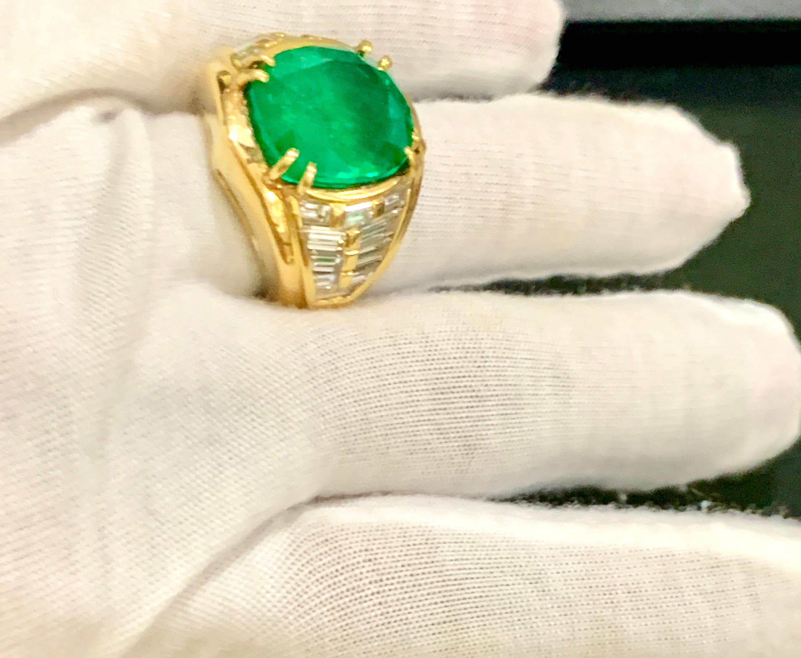 AGL Certified Minor Traditional 15Ct Colombian Emerald & Diamond Ring 18K Unisex For Sale 9