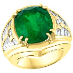 Antique AGL Certified Minor Traditional 15Ct Colombian Emerald & Diamond Ring 18K Unisex