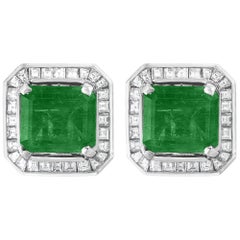 AGL Certified Minor Traditional 5 Carat Colombian Emerald Diamond  Orecchini a perno