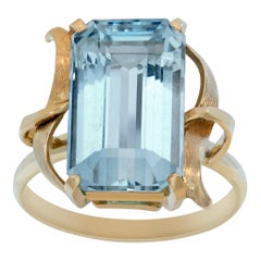 AGL certified Natural Beryl Aquamarine Emerald 18K yellow gold ring