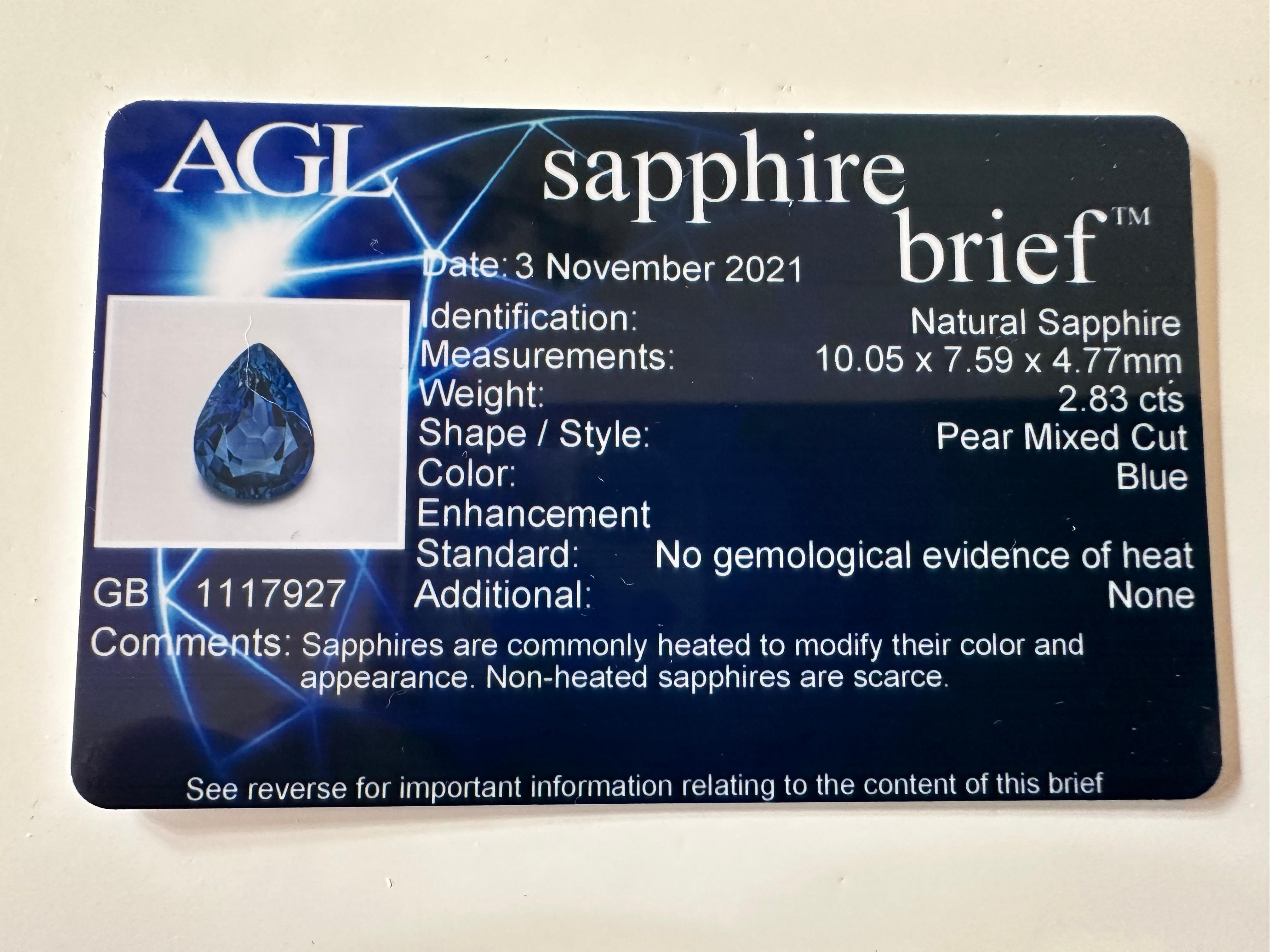 AGL zertifiziert natürlichen blauen Saphir und Diamant Halo Anhänger Halskette  im Angebot 4