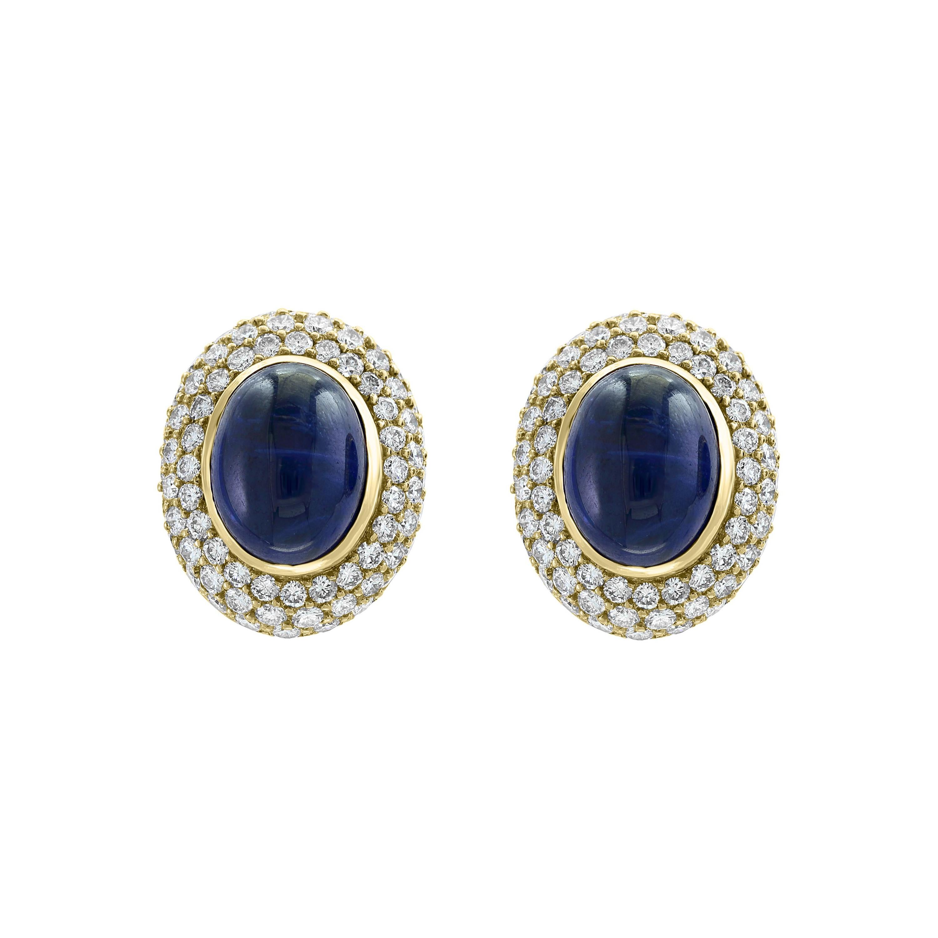 Orecchino con zaffiro naturale certificato AGL con perno e clip in oro 18 Kt
