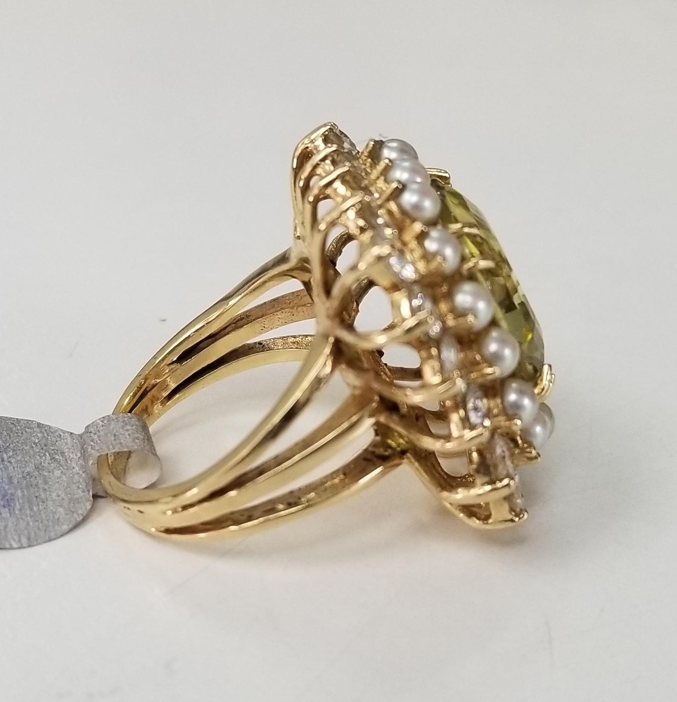 Contemporary AGL Certified Natural Chrysoberyl Pearl and Diamond Ring