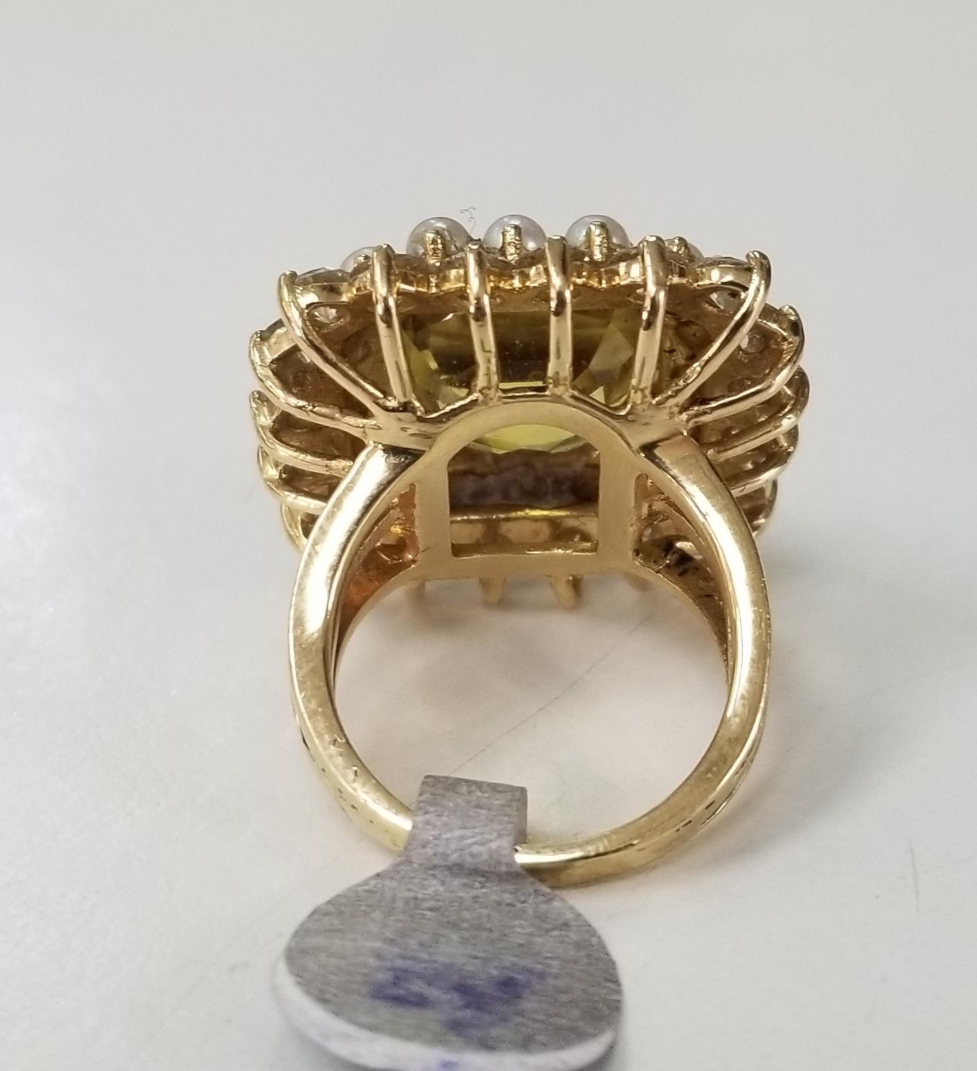Ring mit natürlichem Chrysoberyll-Perlen- und Diamanten, AGL-zertifiziert (Kissenschliff) im Angebot