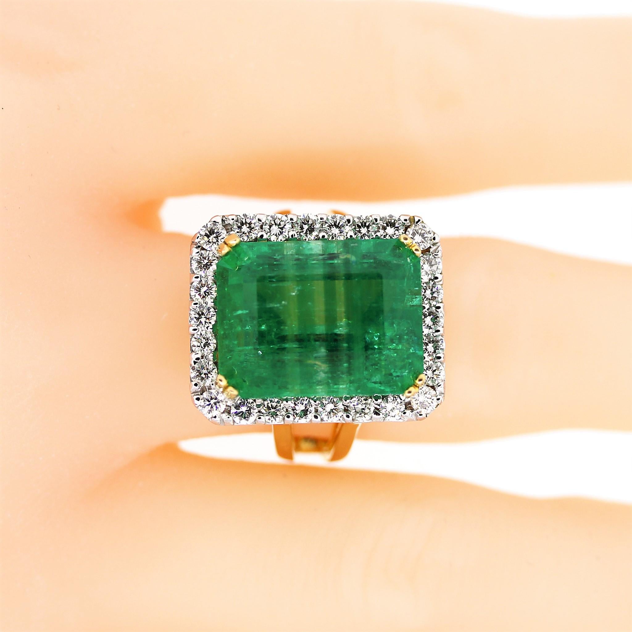 Emerald Cut AGL Certified Natural Emerald Ring For Sale