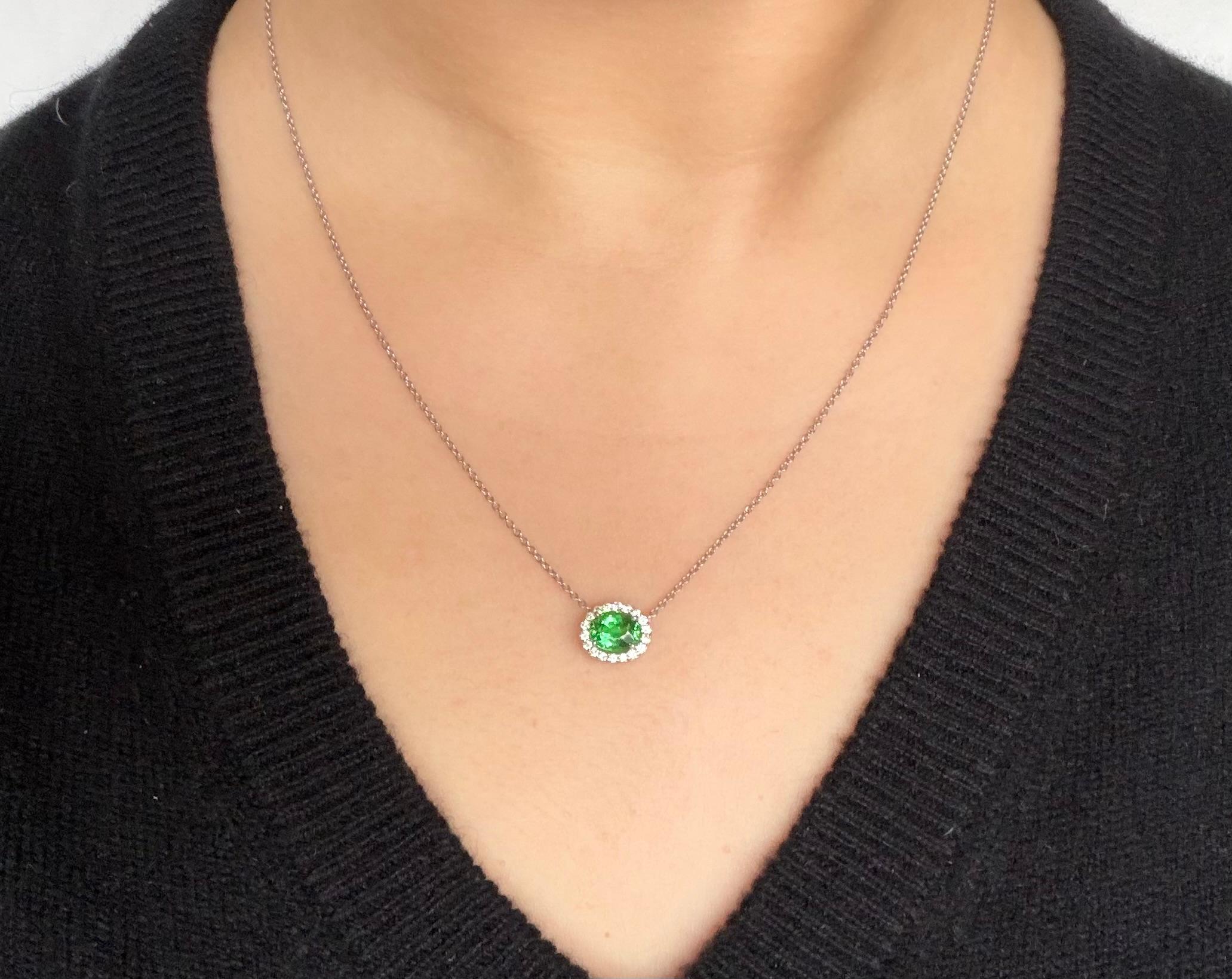 Collana con ciondolo a raggiera di diamanti e Paraiba verde naturale certificata AGL in vendita 2