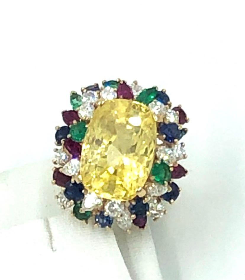 AGL Certified Natural No Heat Yellow Sapphire Ring, Oscar Heyman, 1960s For Sale 1