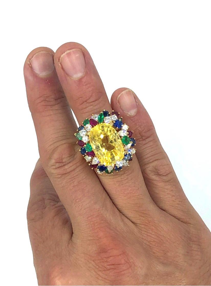 AGL Certified Natural No Heat Yellow Sapphire Ring, Oscar Heyman, 1960s For Sale 3