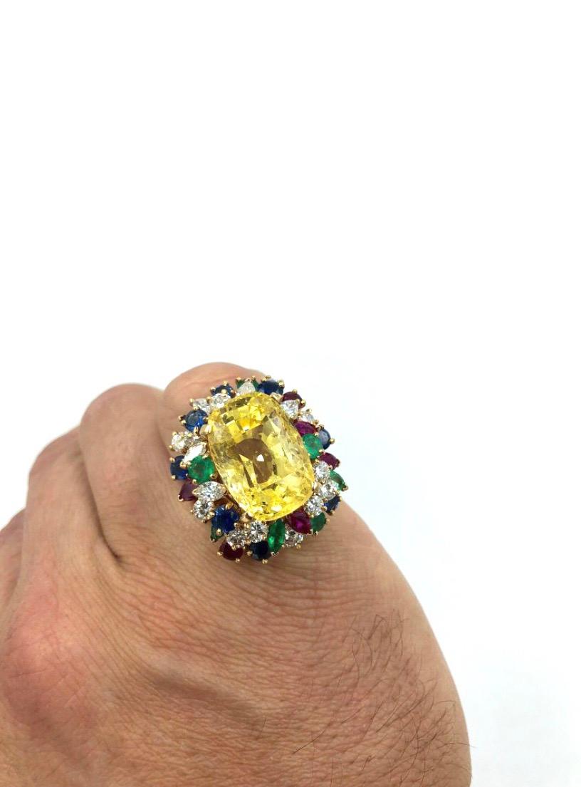 AGL Certified Natural No Heat Yellow Sapphire Ring, Oscar Heyman, 1960s For Sale 4