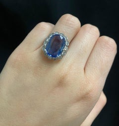 AGL Certified Natural Oval Sapphire and Diamond Ring