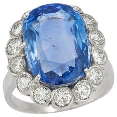 Anillo de Zafiro y Diamante Oval Natural Certificado AGL