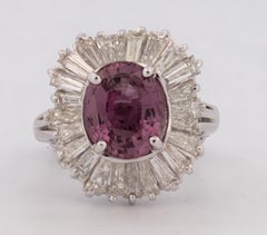 AGL Certified Natural Pink Sapphire, Diamond, 14K White Gold Ring