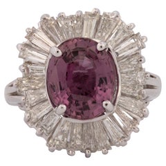 AGL Certified Natural Pink Sapphire, Diamond, 14K White Gold Ring