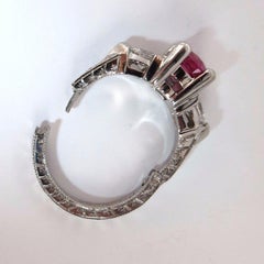 AGL Certified Natural Pink Sapphire Shield Cut Diamond Ring Platinum Arthritis