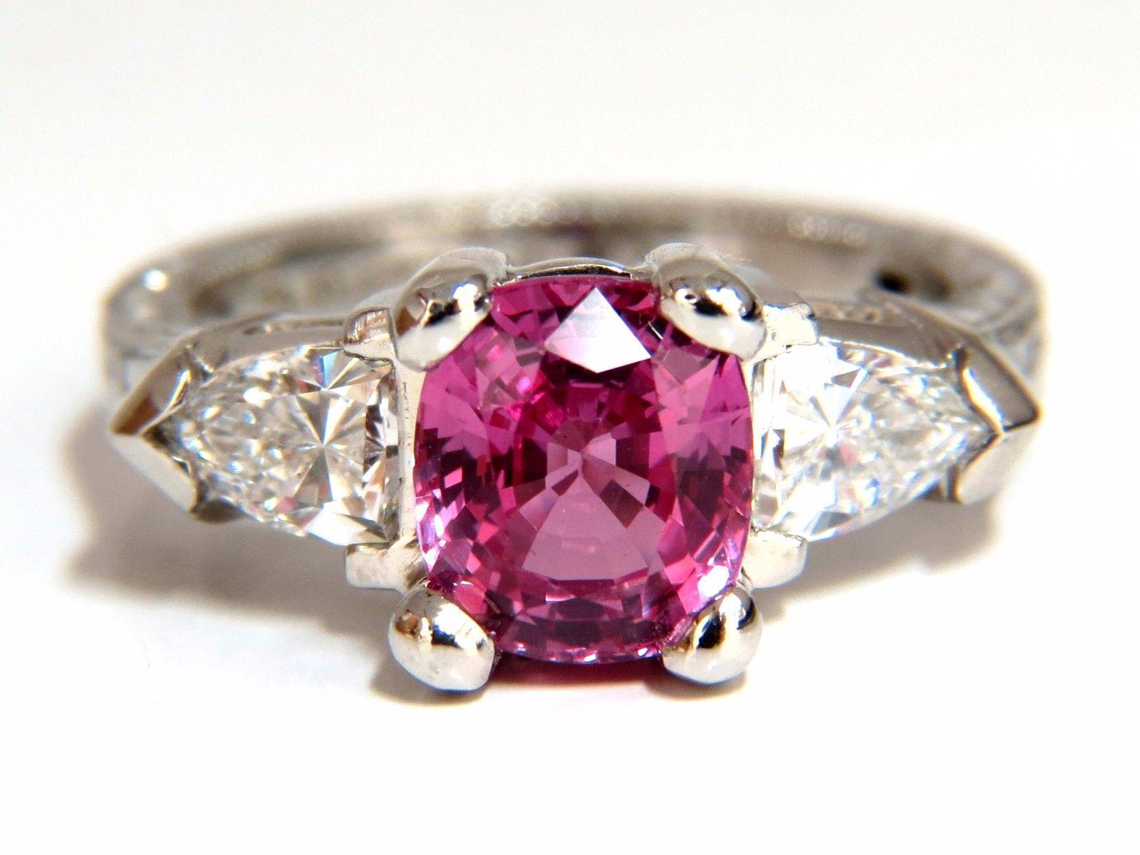 Platinring mit Arthritis, AGL-zertifizierter natürlicher rosa Saphir im Schilfrohrschliff für Damen oder Herren im Angebot