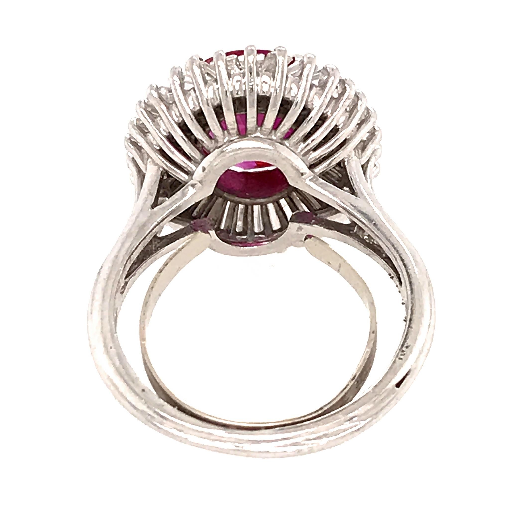 AGL Certified Natural Ruby and Diamond Ballerina Style Ring In Excellent Condition In New York, NY
