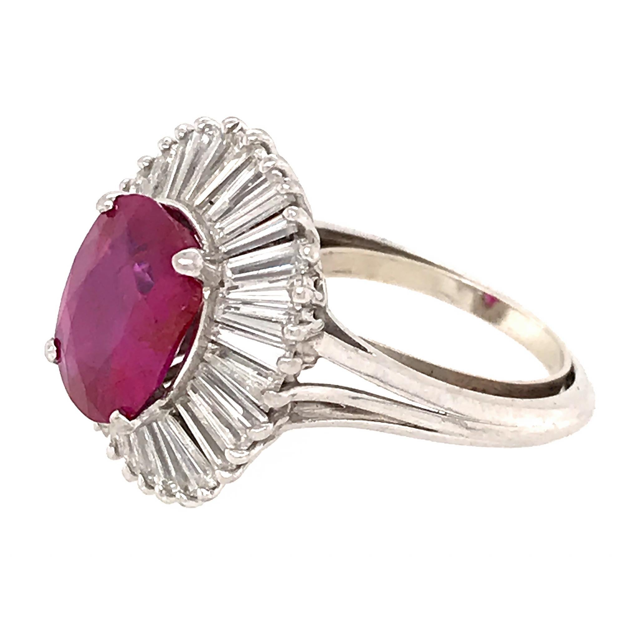 Women's AGL Certified Natural Ruby and Diamond Ballerina Style Ring