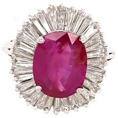 AGL Certified Natural Ruby and Diamond Ballerina Style Ring