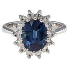 AGL Certified Natural Sapphire, Diamond, Platinum Ring