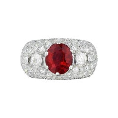 AGL Certified Natural Unheated Ruby Diamond Platinum Ring