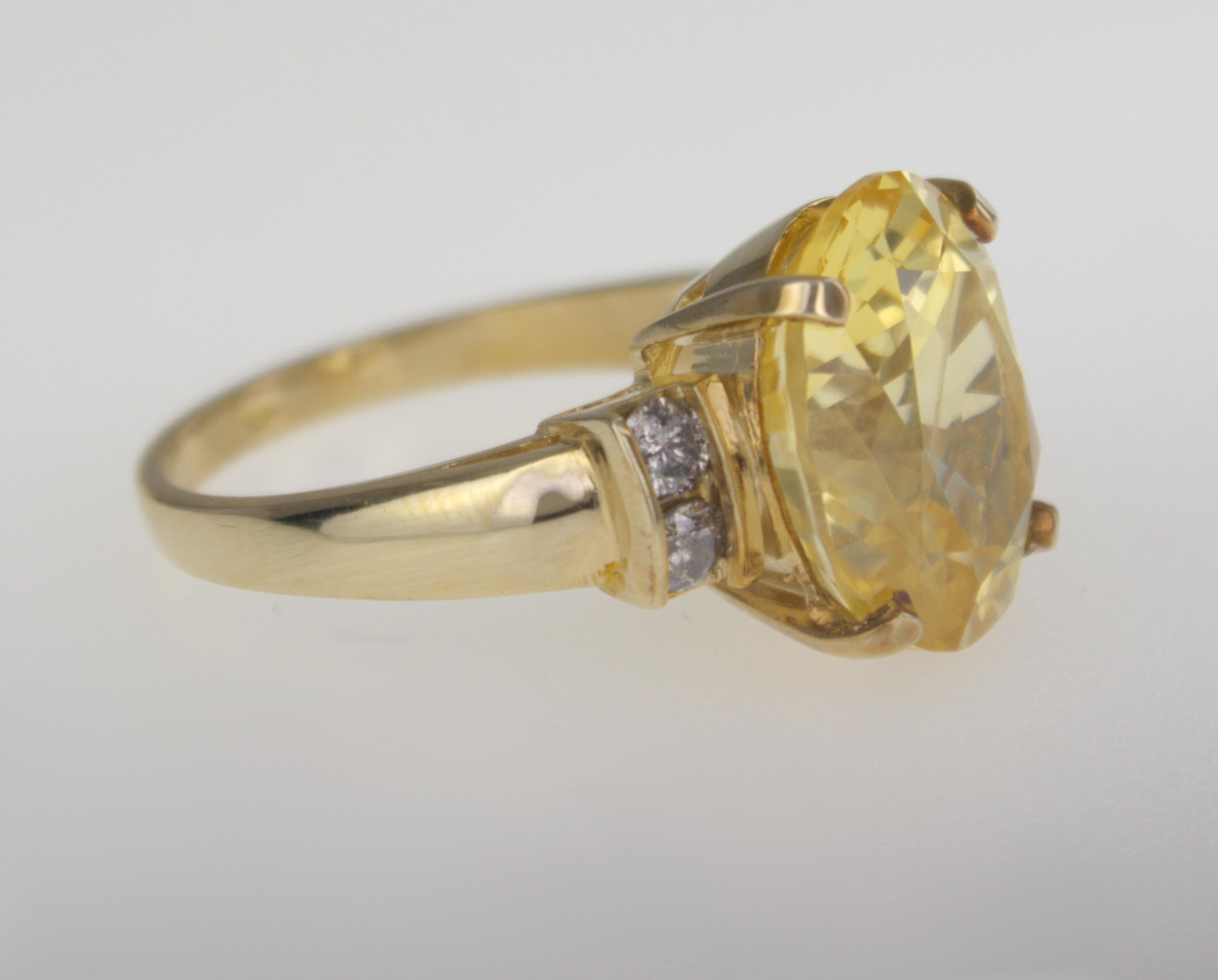 AGL Certified Natural Yellow Sapphire, Diamond, 14K Yellow Gold Ring For Sale 5