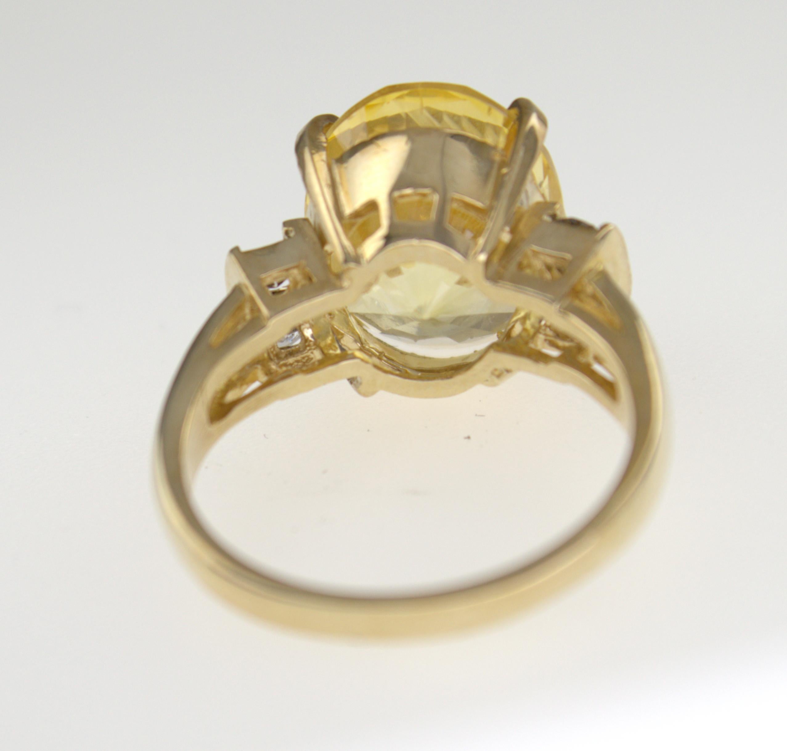 Mixed Cut AGL Certified Natural Yellow Sapphire, Diamond, 14K Yellow Gold Ring For Sale