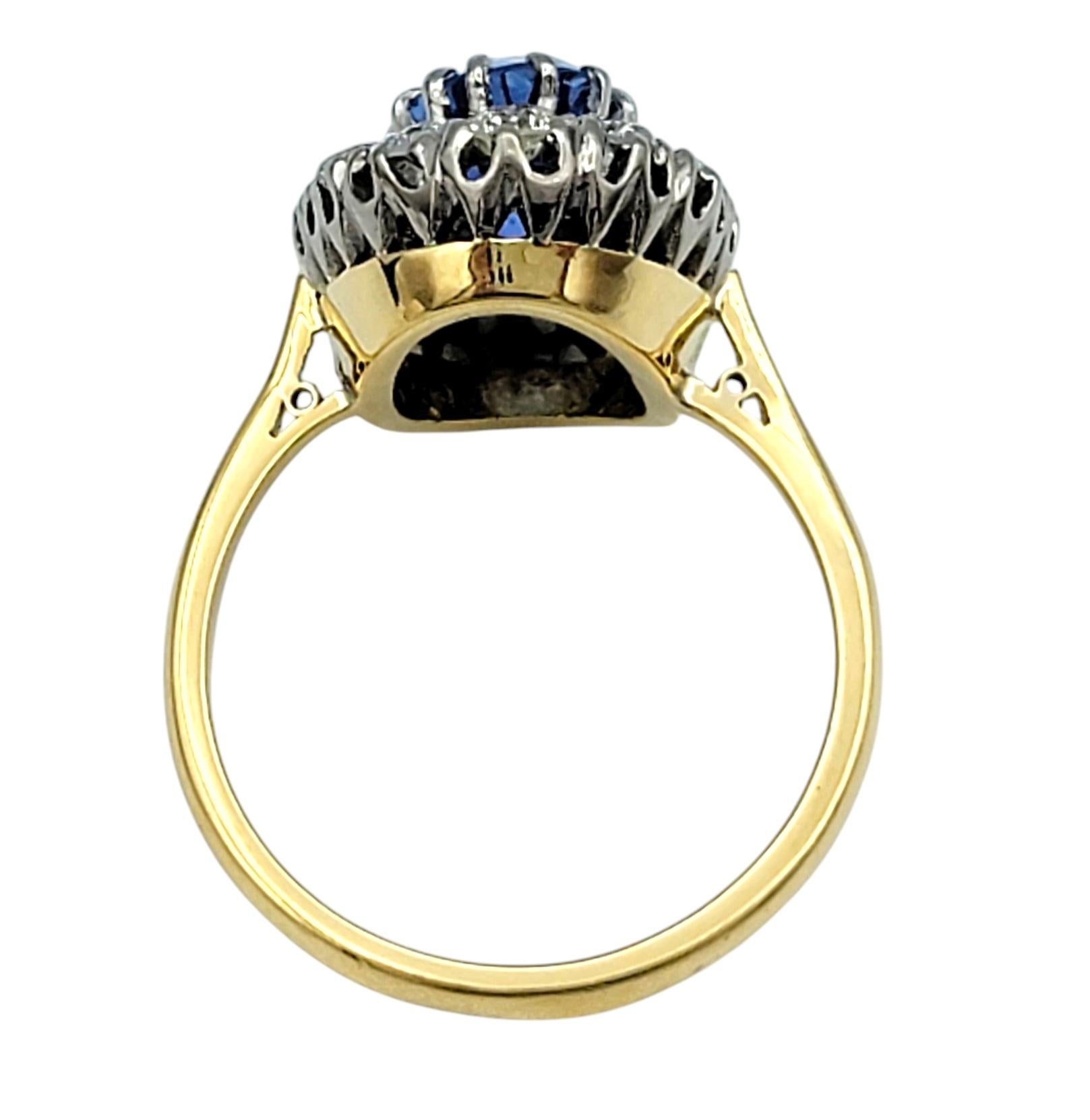 Anillo Halo de Zafiro de Ceilán y Diamante Certificado AGL Sin Calor, Platino y Oro de 18K en venta 1