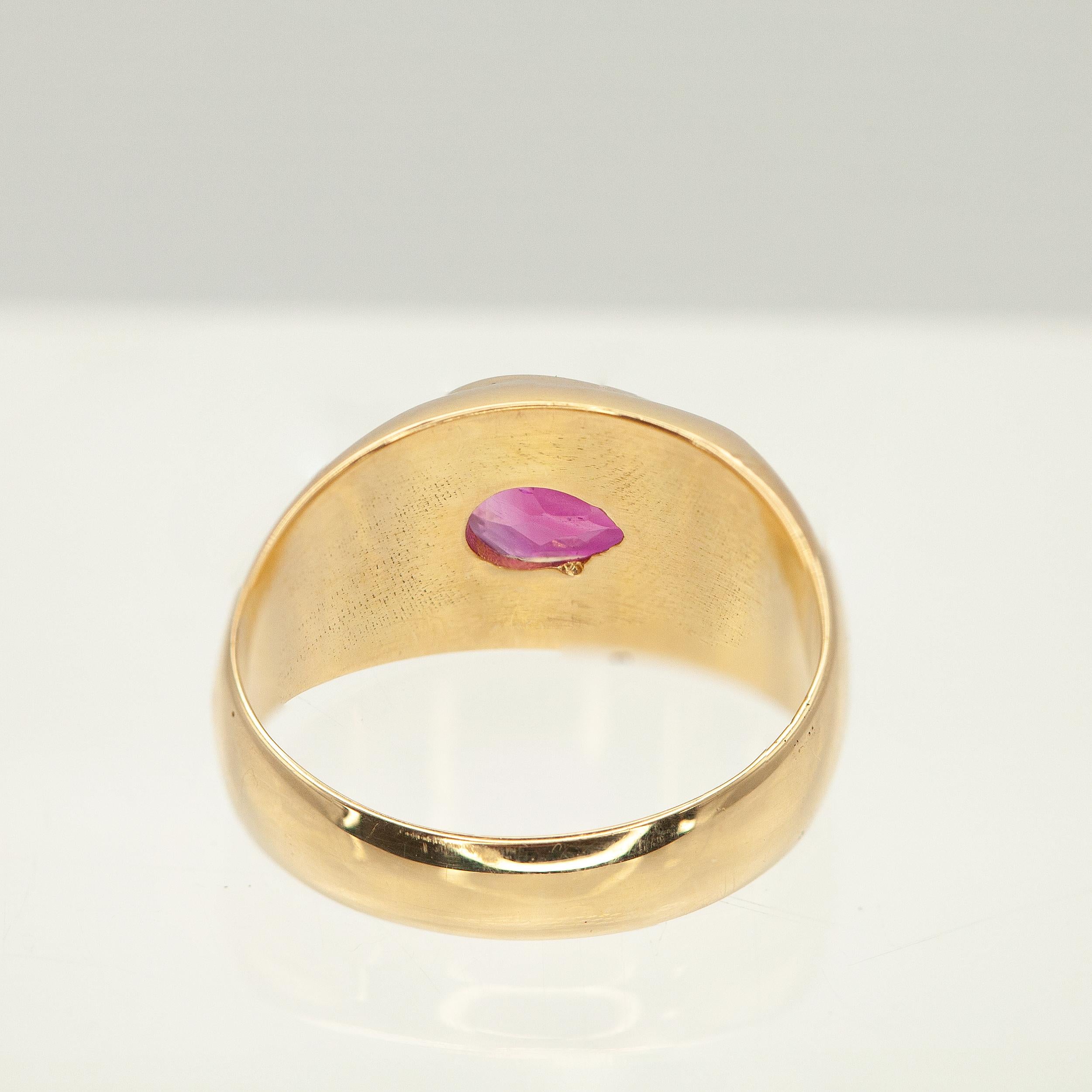 AGL Certified NO HEATED BURMESE Natural Ruby Ring in 18K Yellow Gold (Bague en or jaune certifiée sans chauffage) en vente 5