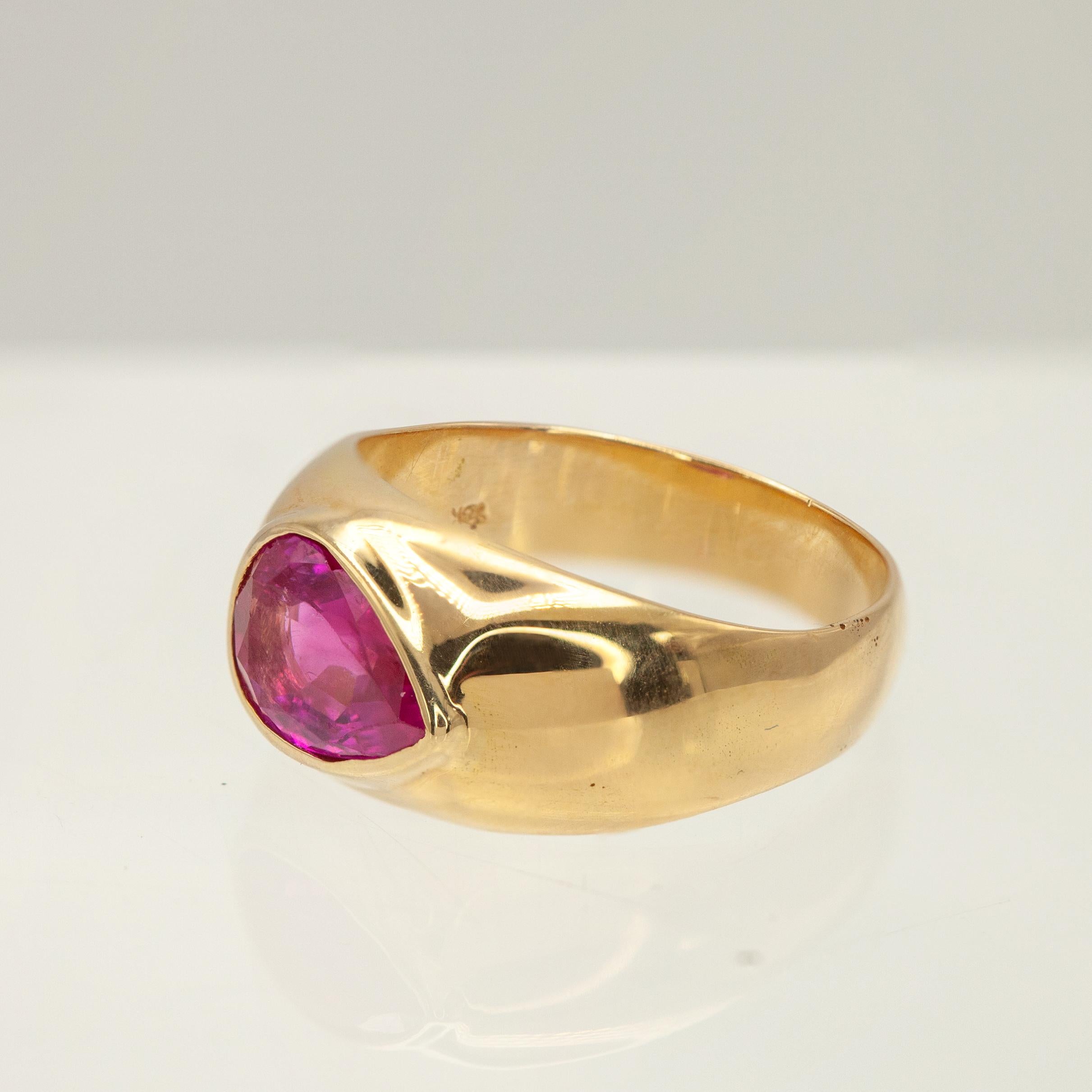 AGL Certified NO HEATED BURMESE Natural Ruby Ring in 18K Yellow Gold (Bague en or jaune certifiée sans chauffage) en vente 1