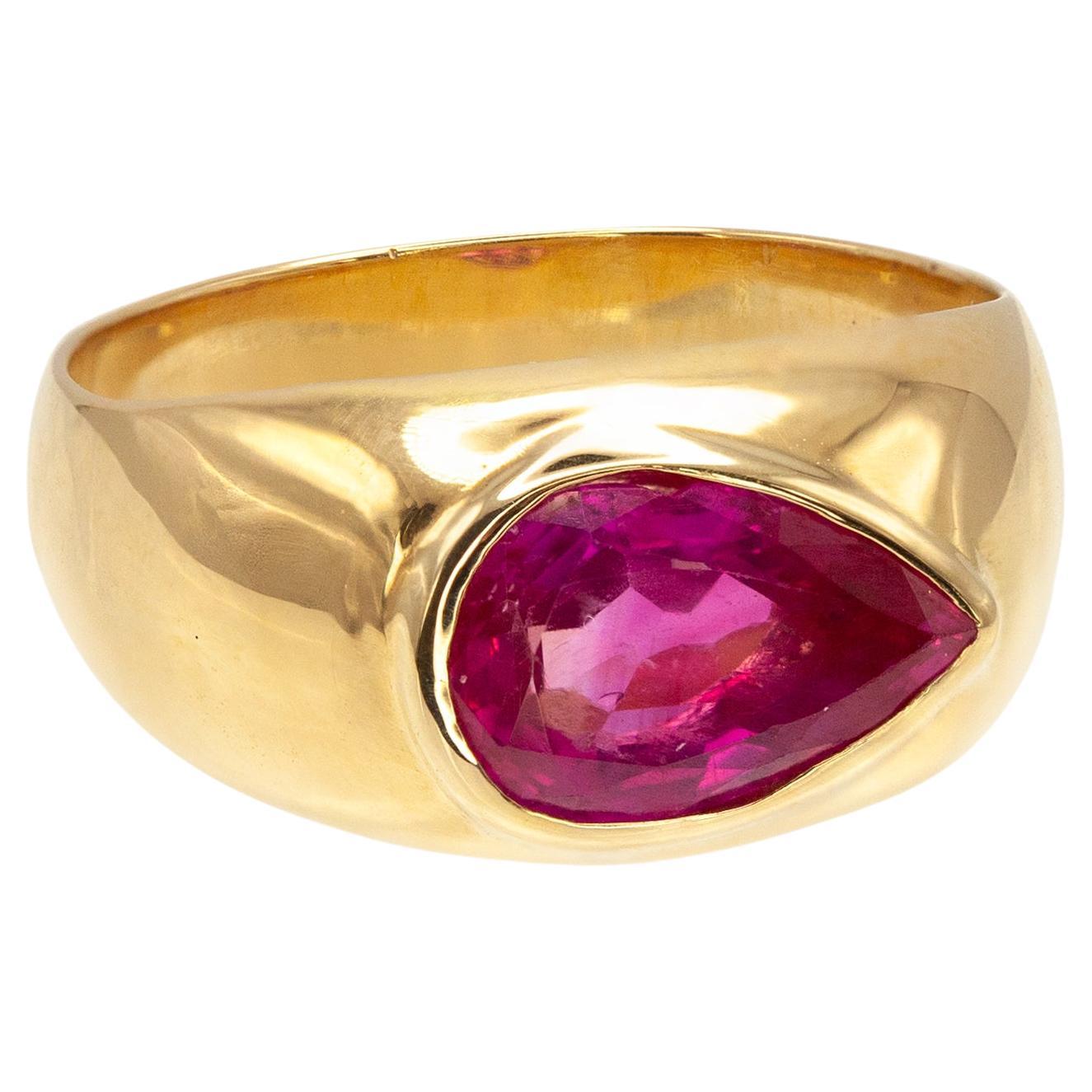 AGL Certified NO HEATED BURMESE Natural Ruby Ring in 18K Yellow Gold (Bague en or jaune certifiée sans chauffage)