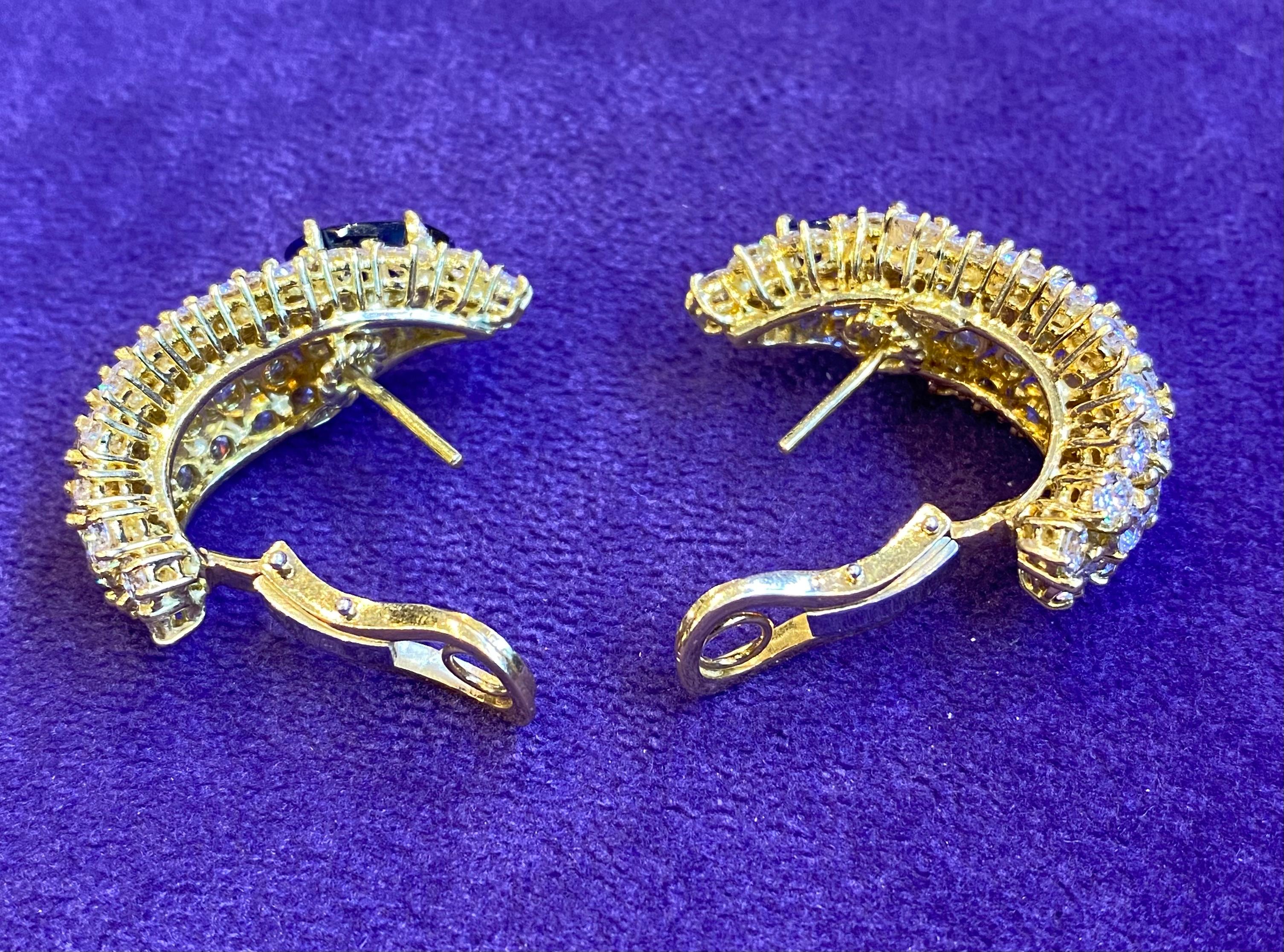 AGL Certified Oval Cut Sapphire & Diamond Gold Earrings For Sale 3
