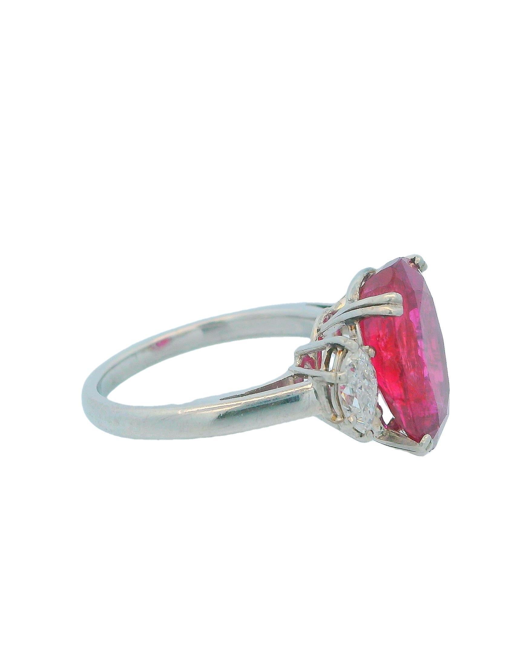 AGL Certified Oval Ruby 7.25Ct with Diamonds Ring For Sale 1