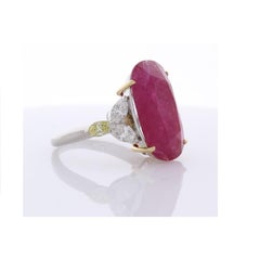 AGL Certified 12.22 Carat Oval Ruby and Marquise Diamond Cocktail Ring