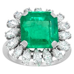 Vintage AGL certified over 8 carat Colombian emerald ring