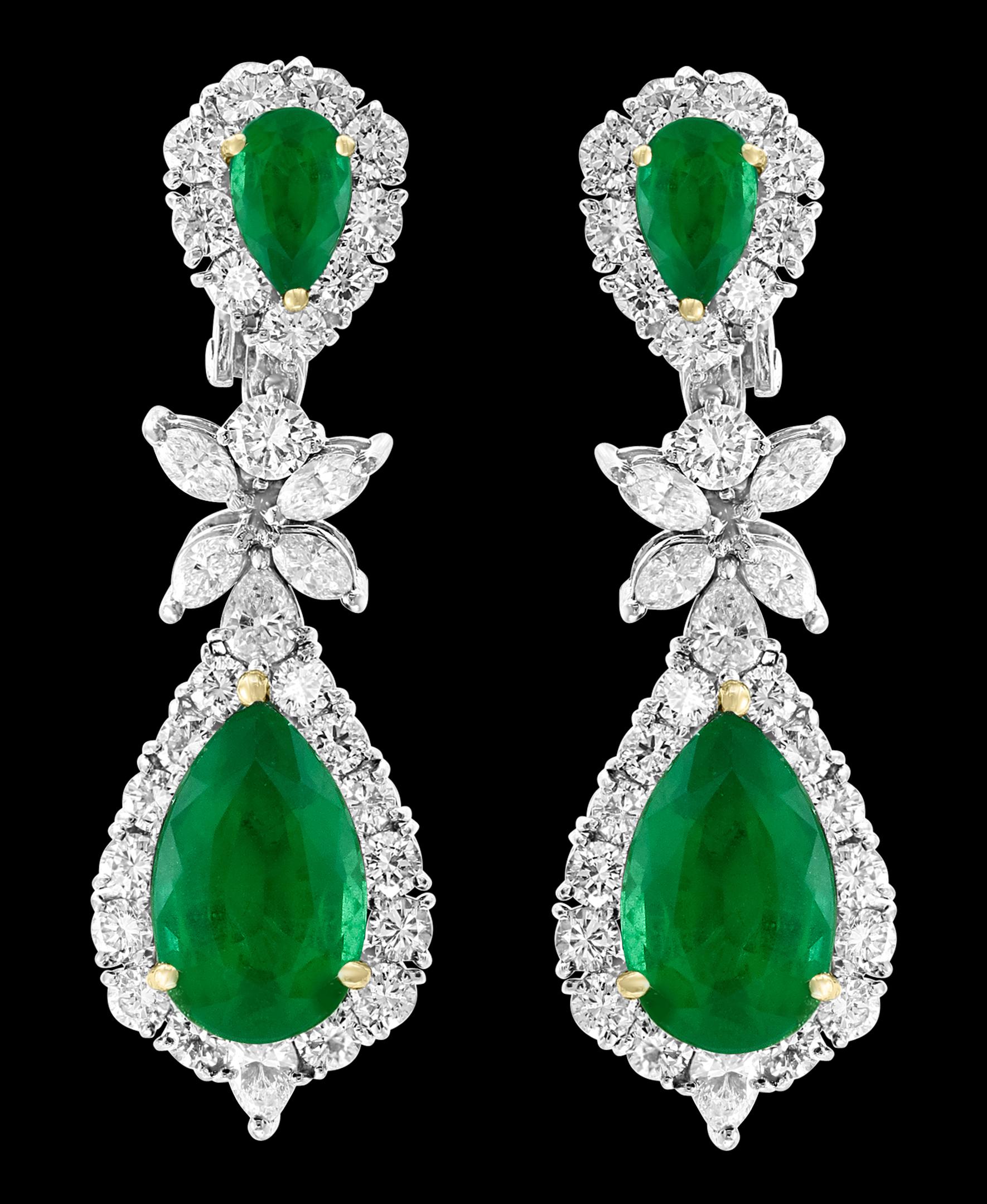 AGL zertifiziert kolumbianischen Smaragd & Diamant Halskette & Ohrring Suite in Platin Damen im Angebot