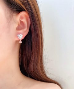 AGL Certified Pink Diamond & Diamond Flower 18K White Gold Earrings