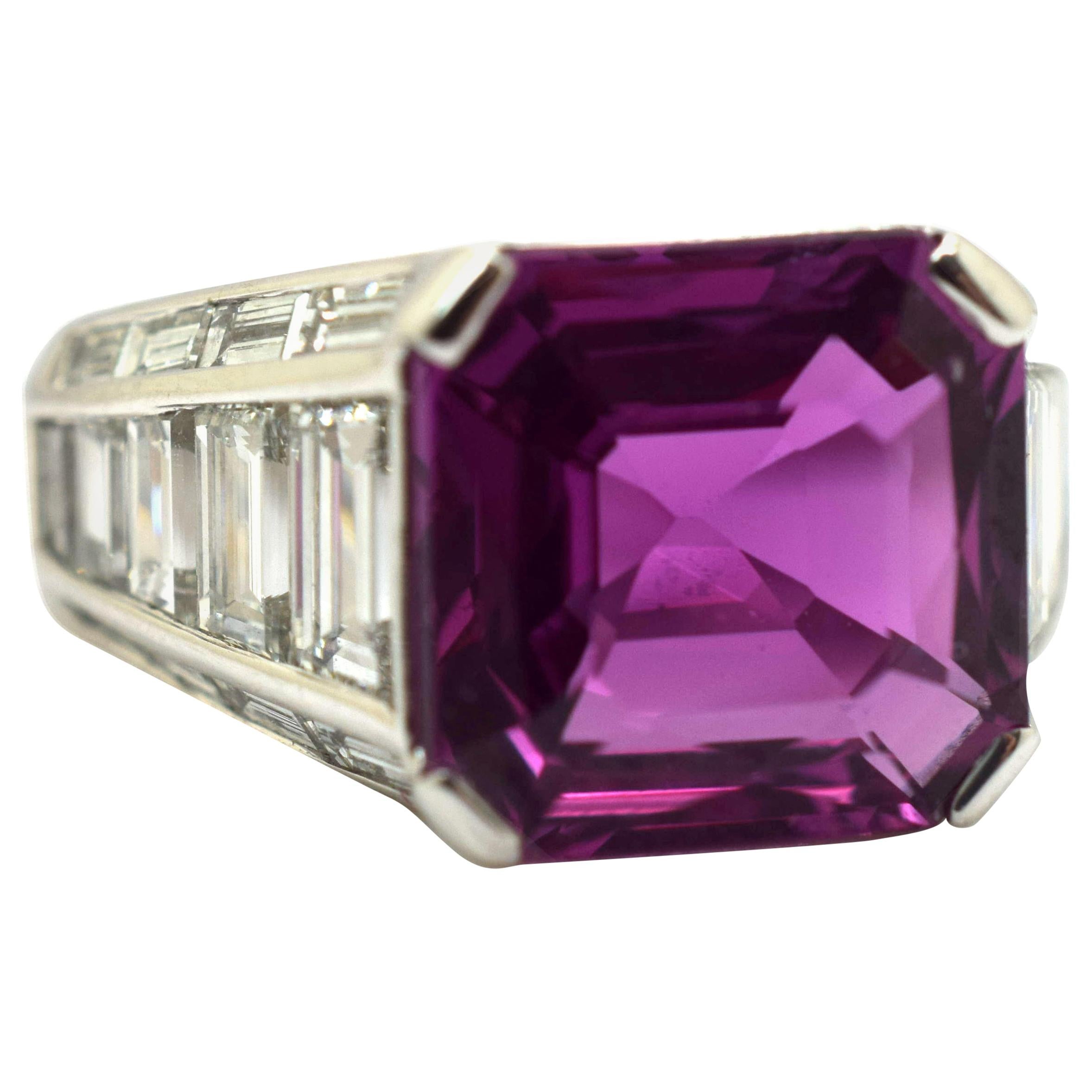 AGL Certified Pink Sapphire 6.59 Carat Pederzani Diamond 18 Karat Ring
