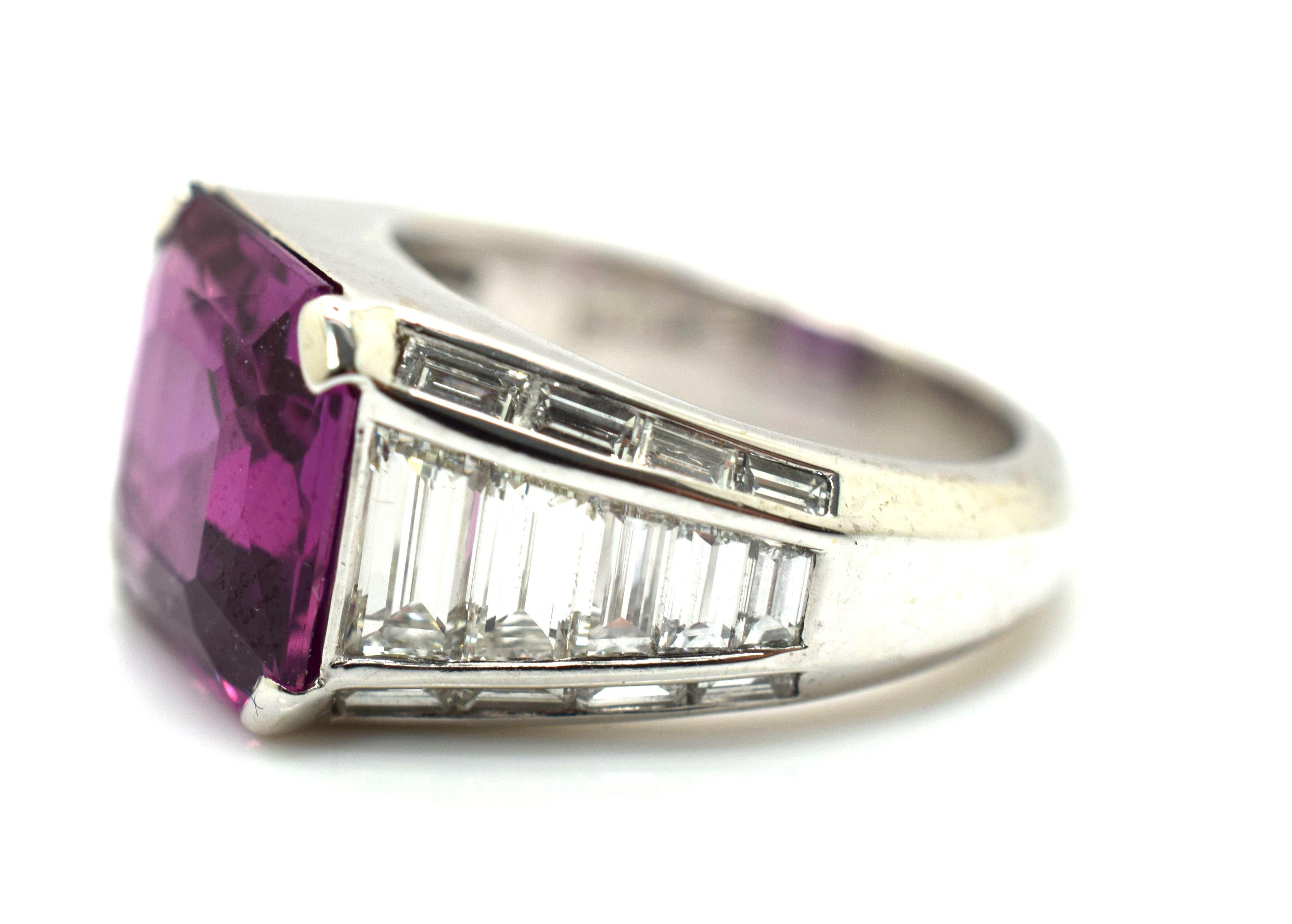 Modern AGL Certified Pink Sapphire 6.59 Carat Pederzani Diamond 18 Karat Ring