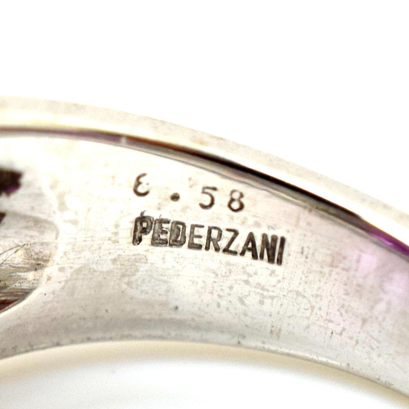 Women's or Men's AGL Certified Pink Sapphire 6.59 Carat Pederzani Diamond 18 Karat Ring
