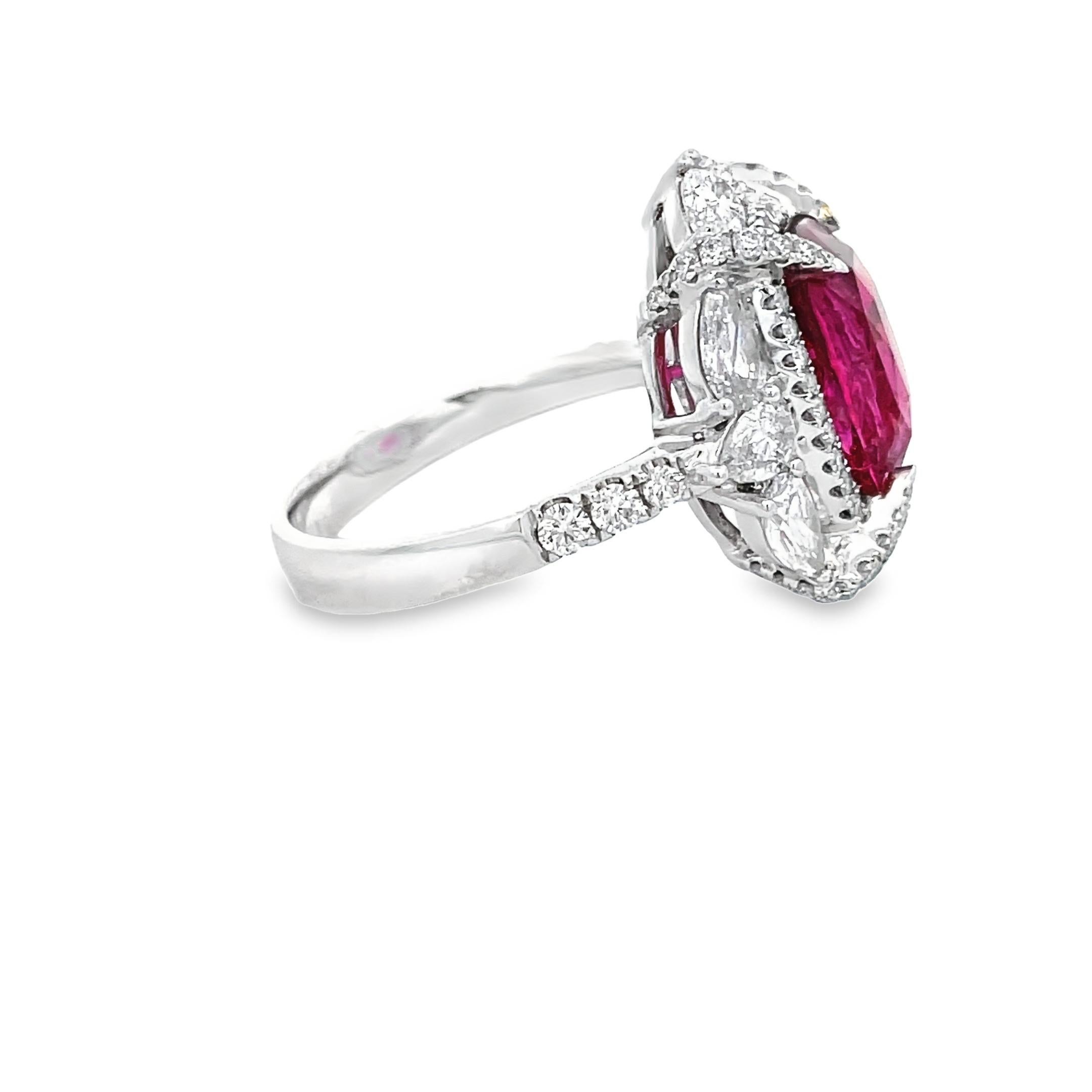 AGL Certified PINK SAPPHIRE CUS 6.07 CT. WHITE DIA (MIX SHAPE) 2.23CT 18KW RING In New Condition For Sale In New York, NY