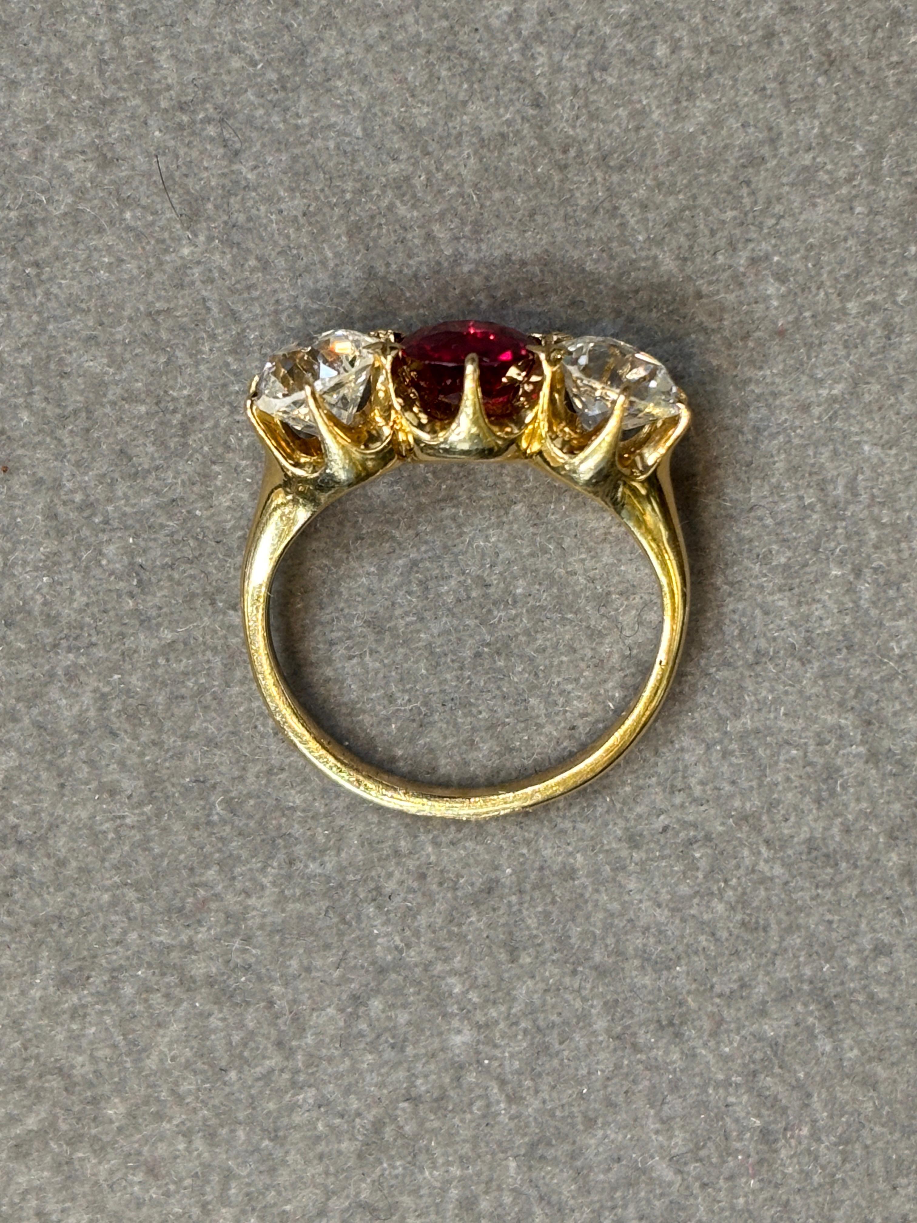 AGL-zertifizierter Diamantring mit Rubin und alter Mine im Angebot 2