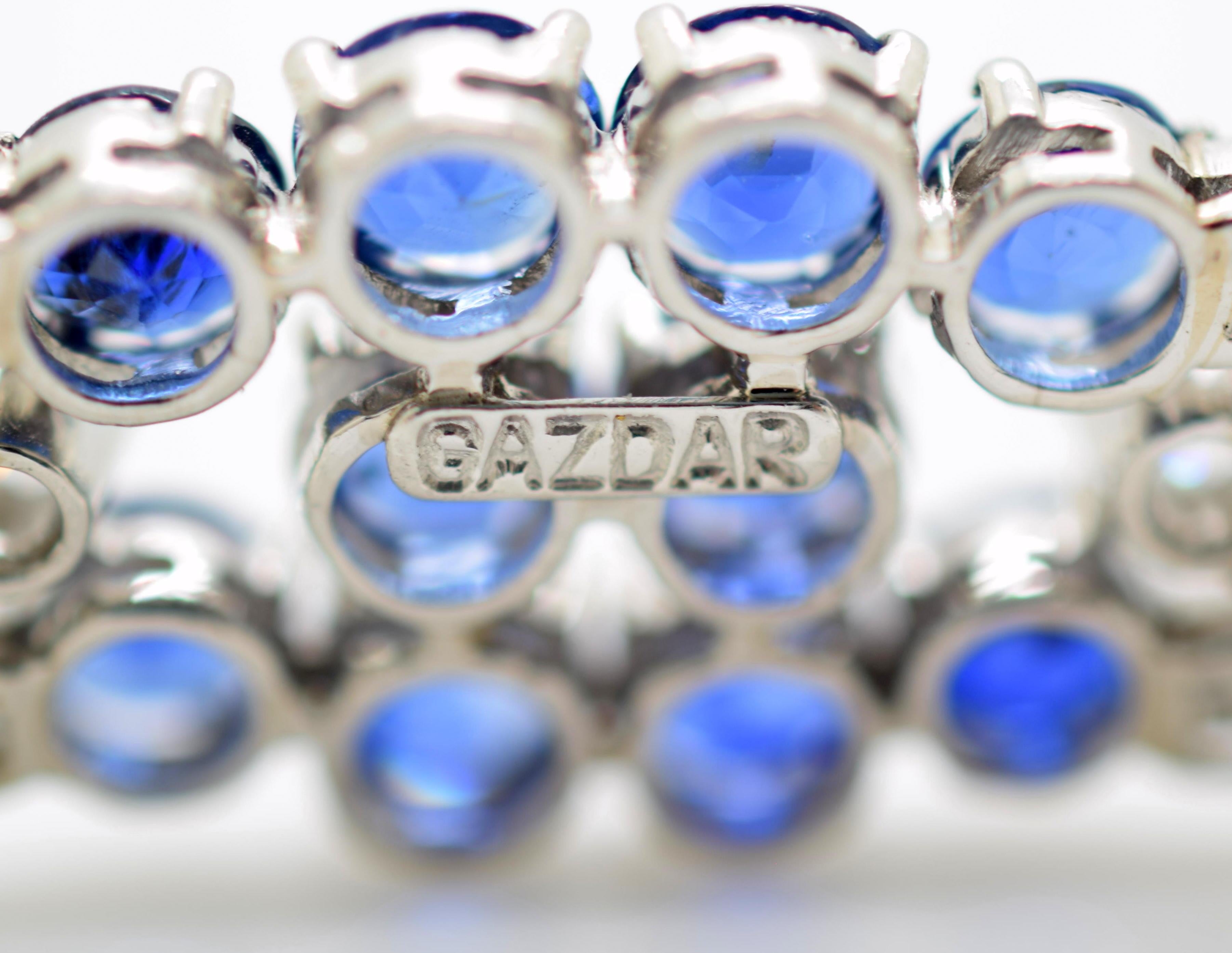 Modern AGL Certified Sapphire and Diamond Gazdar Platinum Brooch