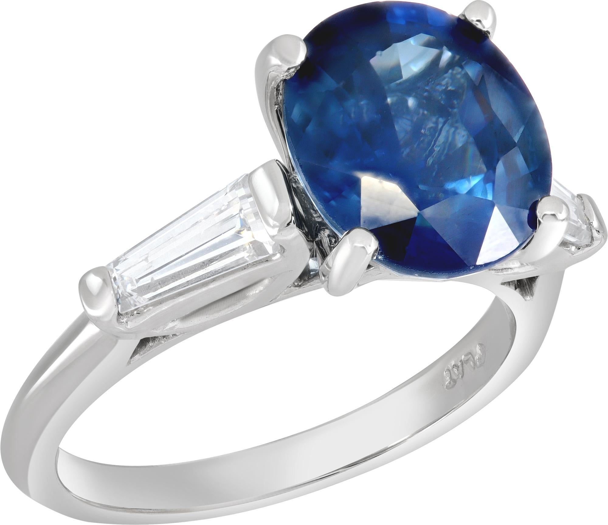 Platinring mit AGL-zertifiziertem Saphir und Diamant im Zustand „Hervorragend“ im Angebot in Surfside, FL